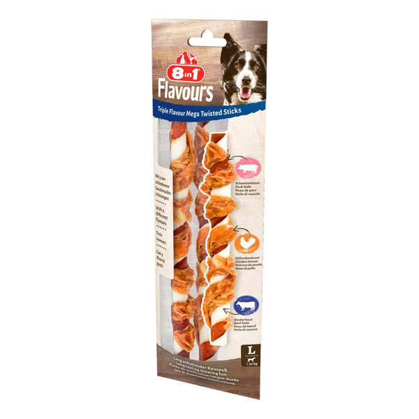 Przysmak 8in1 Triple Flavour skręcane pałeczki do żucia dla psa 140 g