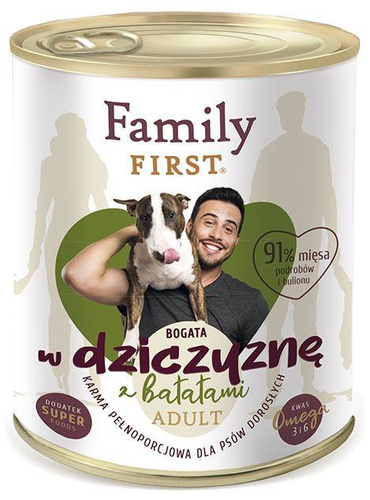 Family First DZICZYZNA z batatami dla Psa 800g