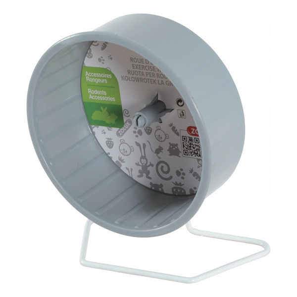 ZOLUX Kołowrotek plastikowy dla gryzonia z metalową podstawą 12 cm szary