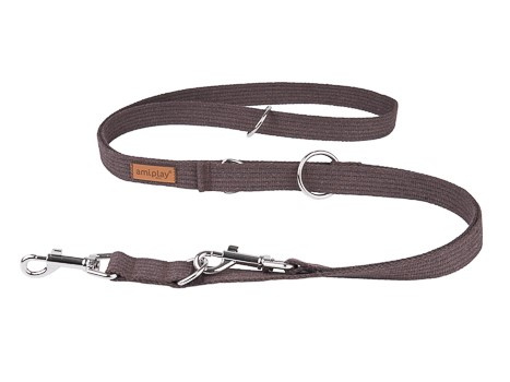 amiplay Smycz regulowana 6in1 Cotton M 100-200x2cm Brązowy