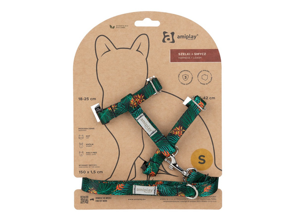 amiplay Szelki + smycz dla Kota BeHappy Cat S- 1,5cm Jungle