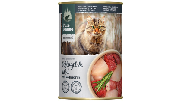 PURE NATURE CAT Senior Geflügel Wild - drób z dziczyzną i rozmarynem dla kota seniora (400g)