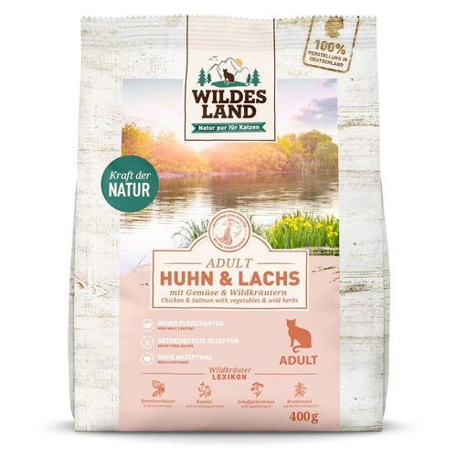 WILDES LAND CAT Huhn Lachs - kurczak i łosoś z warzywami i ziołami (400g)