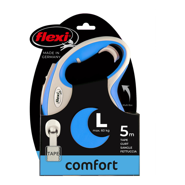 FLEXI Smycz automatyczna dla psa New Comfort L taśma 5 m kol. niebieski