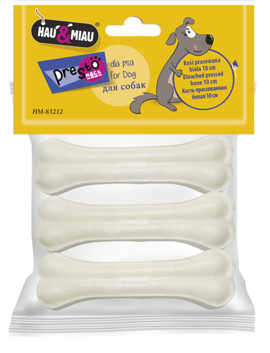 KOŚĆ PRASOWANA BIAŁA, 10 cm, 3szt/op, 90 g/op, 120 op/karton