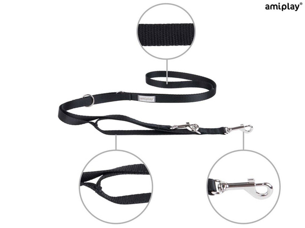 amiplay Smycz 7 in 1 Samba M 100-200x2cm Czarny