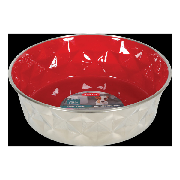 Zolux Miska dla psa Inox DIAMOND 2,6 l kol. czerwony