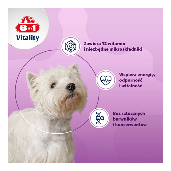 8in1 Vitality Multiwitaminy dla psów małych ras - 70tb