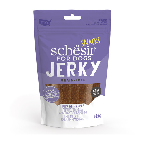 Schesir Jerky przysmak dla psów kaczka z jabłkiem suszona 145 g