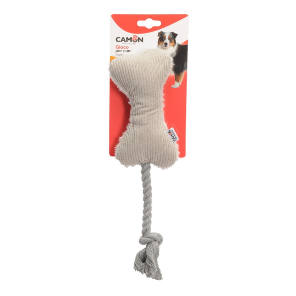 CAMON DOG TOY PLUSZOWA ZABAWKA KOŚĆ Z LINĄ 33cm AH452
