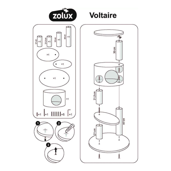 ZOLUX Drapak dla kota VOLTAIRE szary 60x47x105 cm