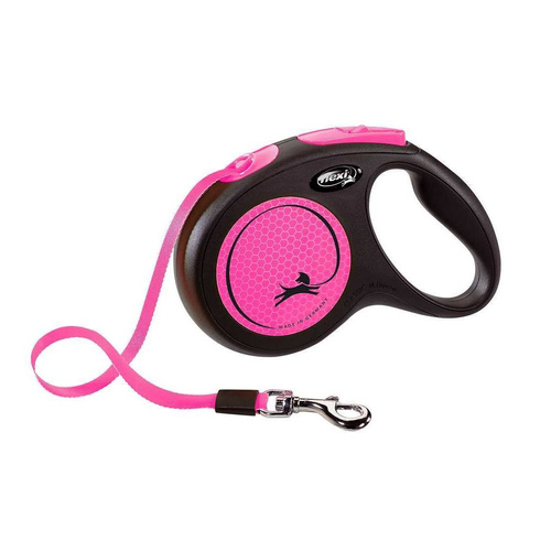 FLEXI Smycz automatyczna New Neon M taśma 5m/ 25kg różowy