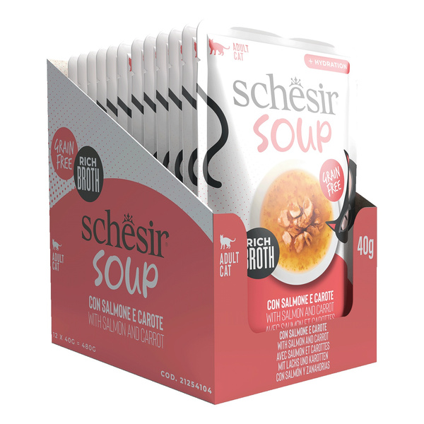 Schesir Soup karma mokra dla kotów zupa łosoś z marchewką 40 g