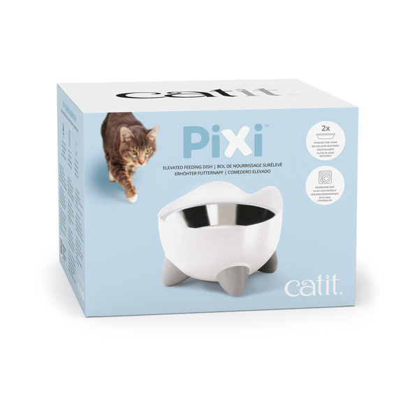 CatIt Pixi, wysoka miska, dla kota, biała, 13,5 × 9,9 × 13,5 cm, 200 ml