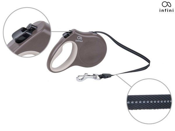 amiplay Smycz automatyczna Infini Freedom S 3m/ 12kg brązowy
