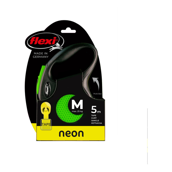 FLEXI Smycz automatyczna dla psa New Neon M taśma 5m kol. zielony