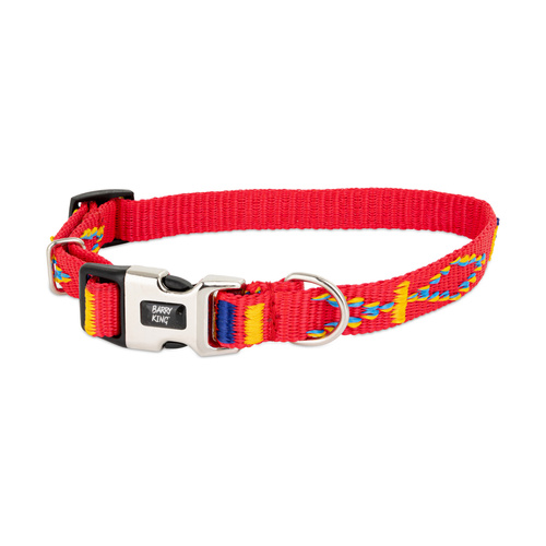 Barry King Obroża dla psa, wzór etniczny, taśma polipropylenowa, 10mm/18-30cm czerwona
