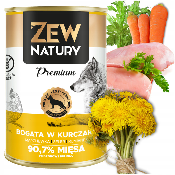 Mokra Karma Dla Psa Bogata w Kurczaka Puszka 400g Zew Natury PREMIUM