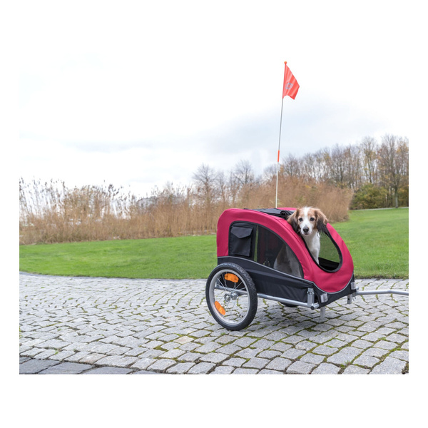 Trixie Przyczepka rowerowa, czerwono-czarna, M: 63 × 68 × 75/137 cm