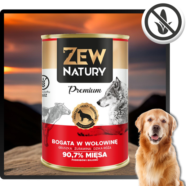 Mokra Karma dla Psa ZEW NATURY 400g Bogata w Wołowinę Dla Dorosłych Psów