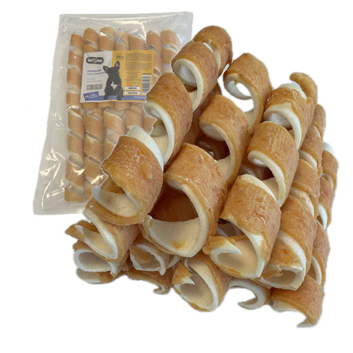 Hau Miau zakręcone rolki z Kurczakiem przysmak dla psa 500g