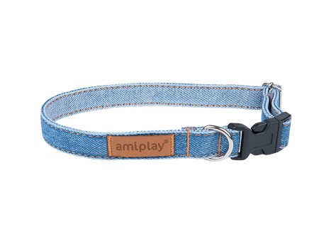 amiplay Obroża regulowana Denim L 35-50x2cm Niebieski