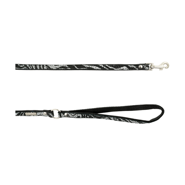 Barry King Smycz dla psa, Equilibre, Czarna Zebra, skórzana nikiel, 13mm/120cm
