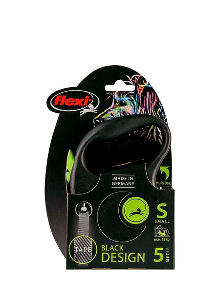 FLEXI Smycz automatyczna Black Design S taśma 5m/ 15kg zielony