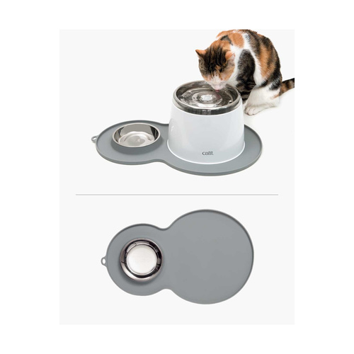 CatIt Podkładka silikonowa z miską, szara, 46 x 29cm