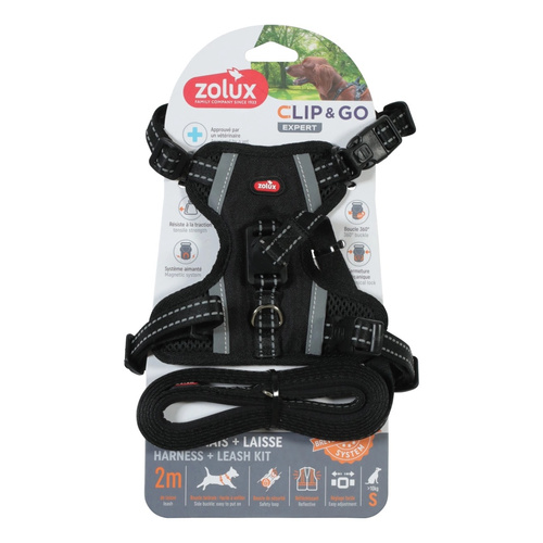 ZOLUX Zestaw szelki + smycz dla psa CLIP and GO S czarny
