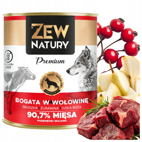 Mokra Karma dla Psa ZEW NATURY 800g Bogata w Wołowinę Dla Dorosłych Psów