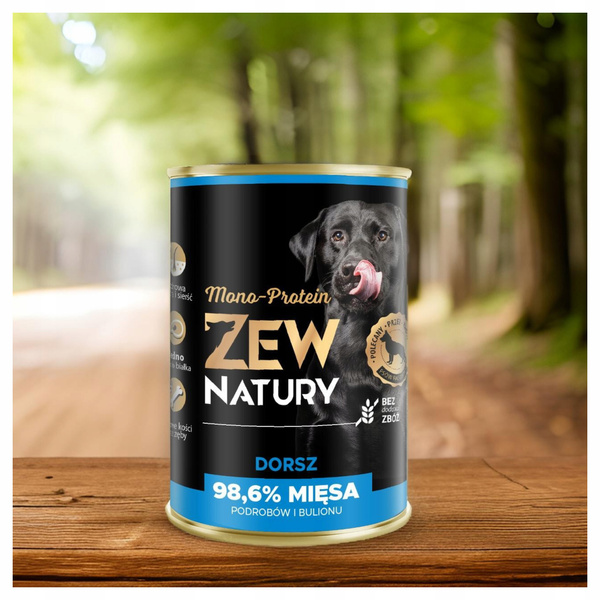 Karma dla Psa Mokra ZEW NATURY 400g Dorsz Cała Ryba dla Dorosłych Psów