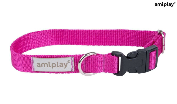 amiplay Obroża SAMBA regulowana XL 45-70x2,5cm Różowy