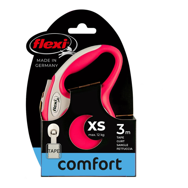 FLEXI Smycz automatyczna dla psa New Comfort XS taśma 3 m kol. czerwony