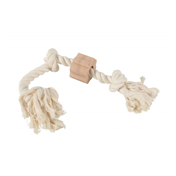 ZOLUX Zabawka sznurowa dla psa 3 węzły z drewnianym krążkiem WILD 24,5 cm