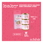Schesir Baby Mousse multipack karma mokra dla kociąt mus z rozdrobnionym kurczakiem i łososiem 3x55 g