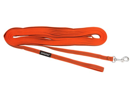 amiplay Smycz treningowa Rubber S-M 10mx1,6cm Pomarańczowy