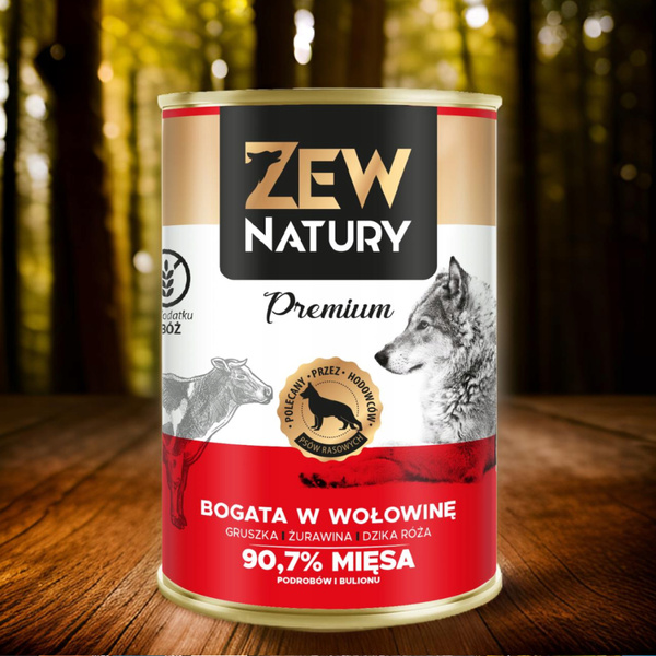 Mokra Karma dla Psa ZEW NATURY 800g Bogata w Wołowinę Dla Dorosłych Psów