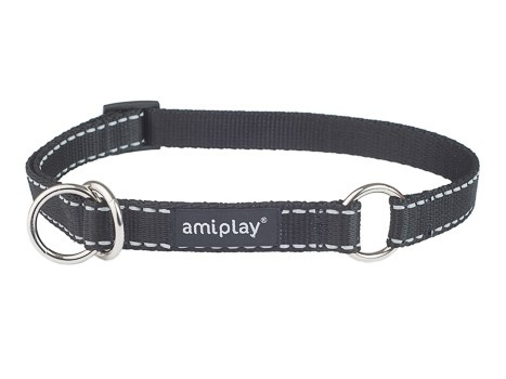 amiplay Obroża półzaciskowa Reflective XL 40-60x2,5cm Czarny