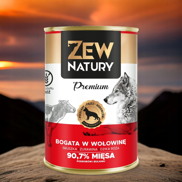Mokra Karma dla Psa ZEW NATURY 400g Bogata w Wołowinę Dla Dorosłych Psów