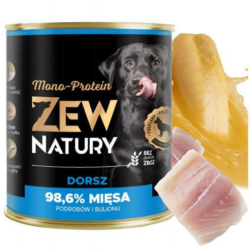 Karma dla Psa Mokra ZEW NATURY 800g Dorsz Cała Ryba dla Dorosłych Psów