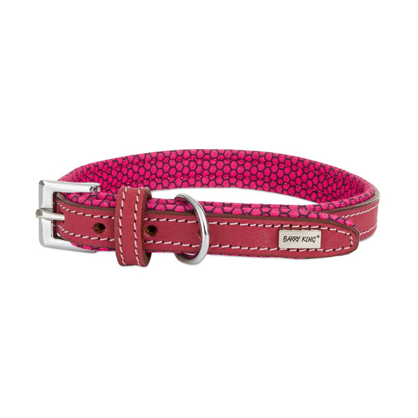 Barry King Obroża skórzana, S: 34-41 cm/16 mm, ciemny różowy