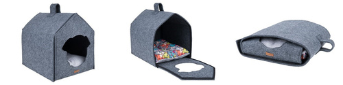 amiplay Domek dla psa Quick Press 2in1 Hygge 33x42x42cm Szary