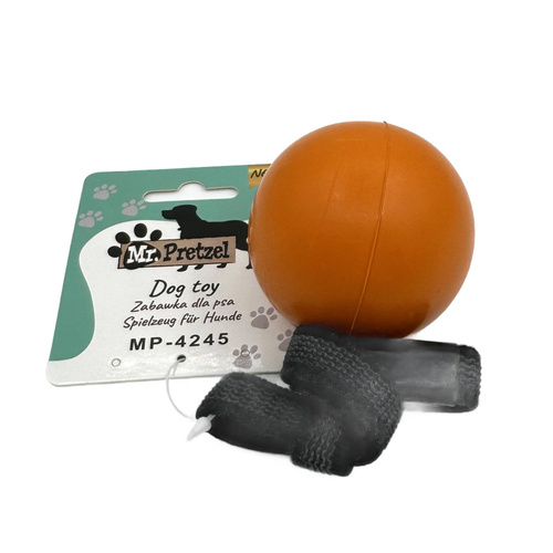 Mr. Pretzel Piłka na sznurku twarda ciężka pełna dla psa 6cm