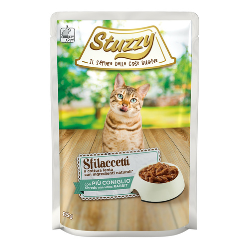 Stuzzy Sfilaccetti karma mokra dla kota królik 85 g
