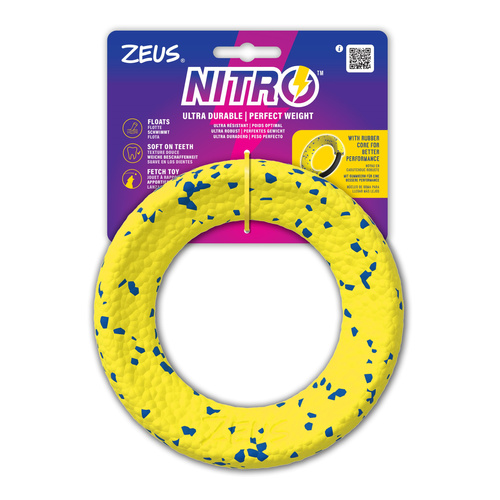 Zeus Nitro, ringo z gumowym rdzeniem, zabawka, dla psa, 16 cm