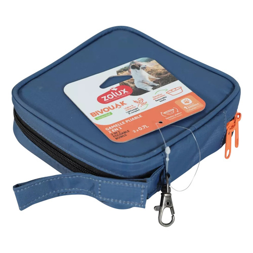 ZOLUX Składana miska 2w1 dla psa BIVOUAK 2x700 ml niebieska