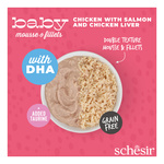 Schesir Baby Mousse multipack karma mokra dla kociąt mus z rozdrobnionym kurczakiem i łososiem 3x55 g