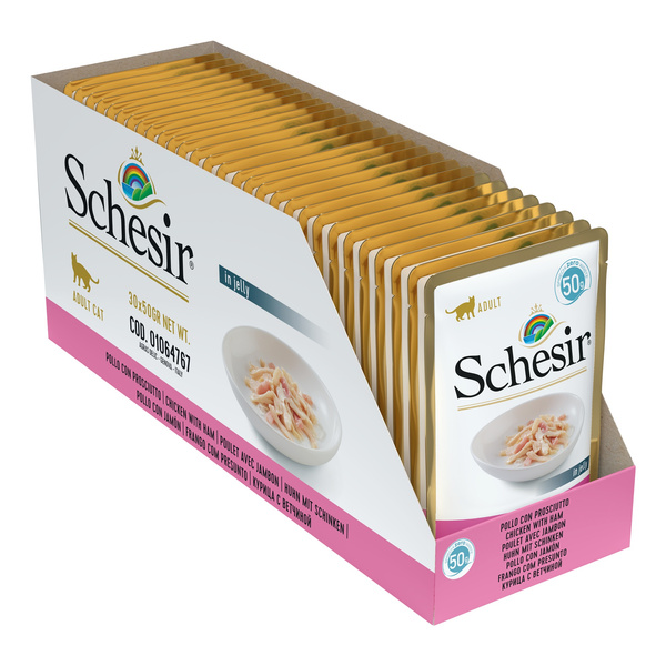 Schesir Karma mokra dla kotów kurczyk z szynką w galarecie 50 g
