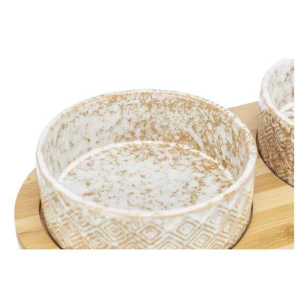 Trixie zestaw Miski ceramiczne dla psa na stojaku bambusowym 2x800ml
